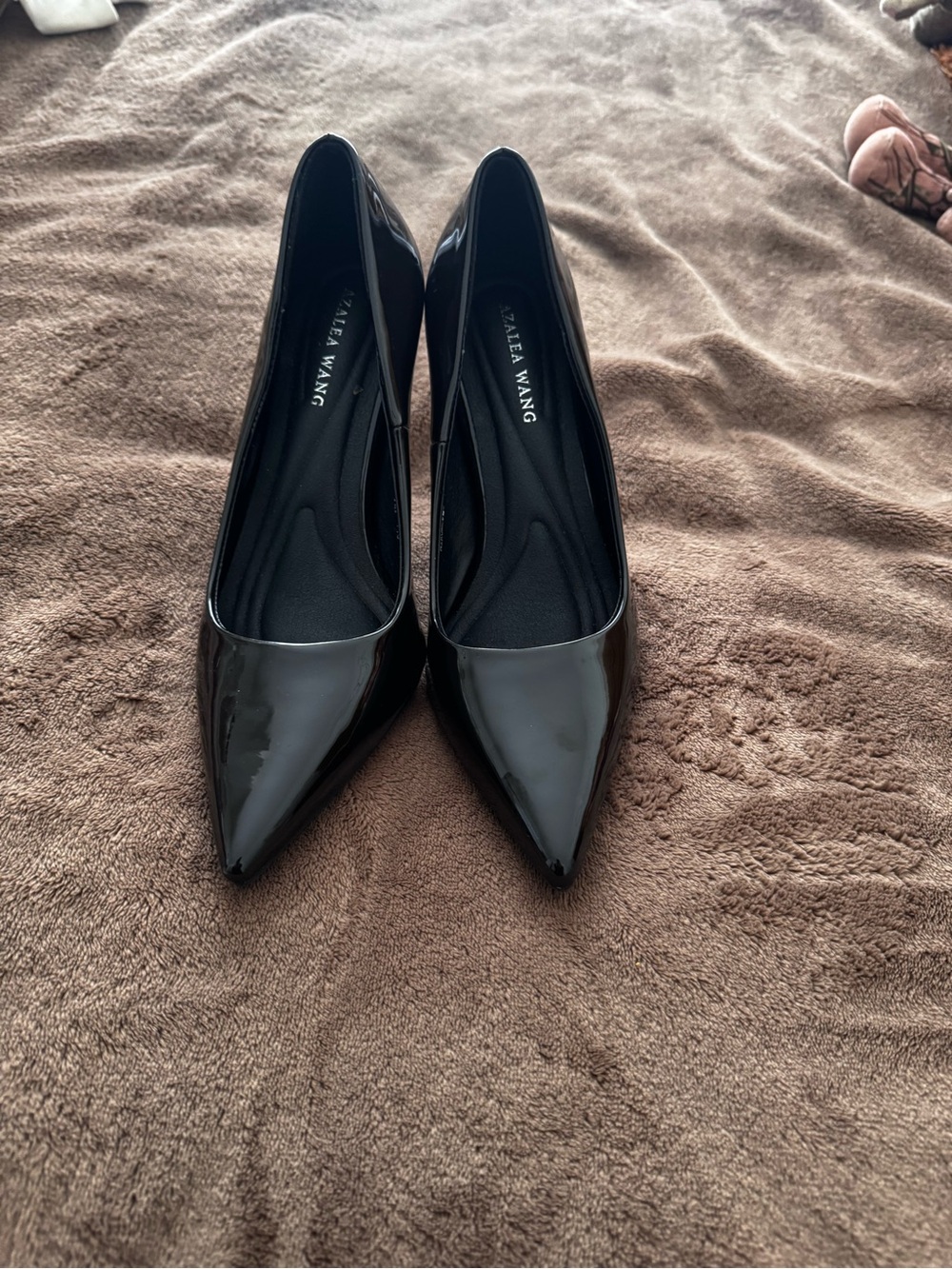Azalea Wang Black Patent Pointed-Toe Women's Pumps